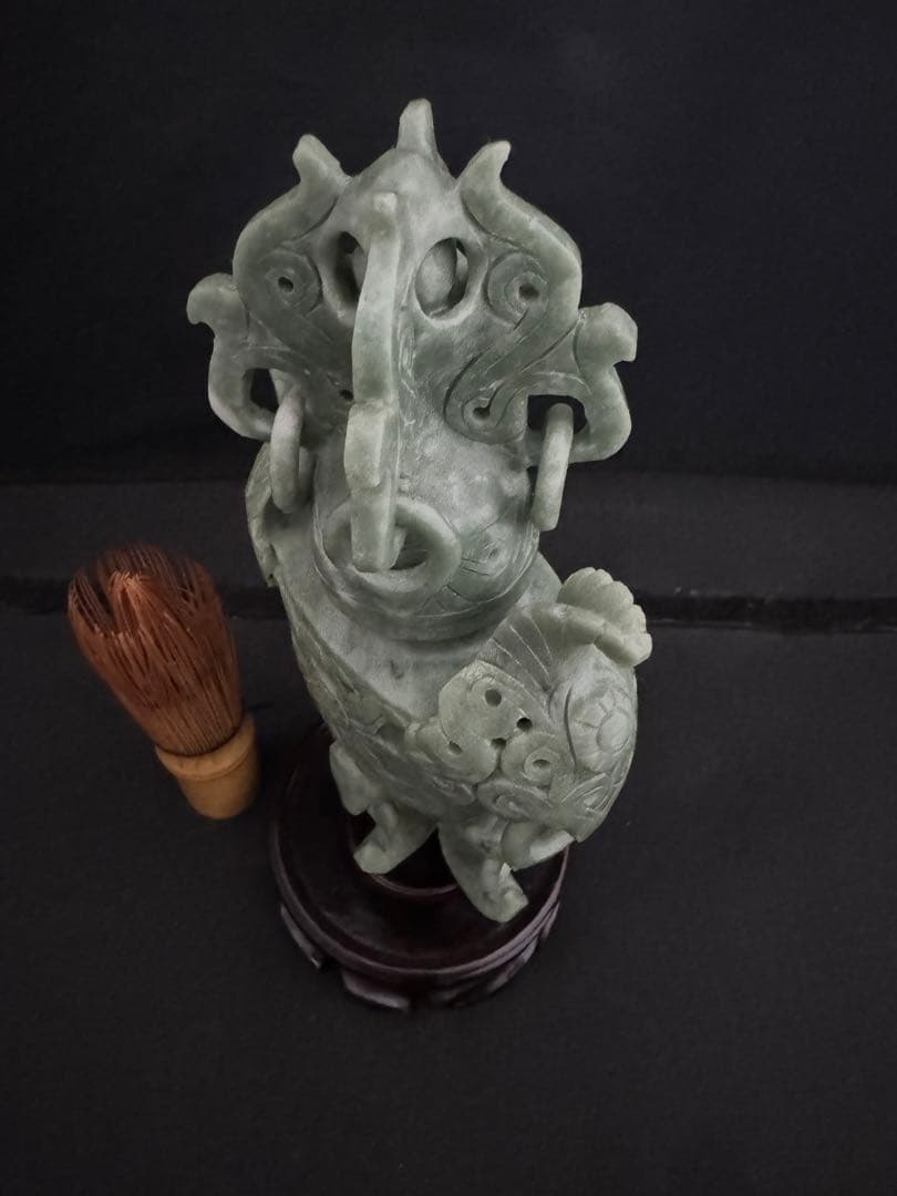 香炉 玉彫　彫刻 置物 開運 風水 台座 骨董　インテリア　アンティーク