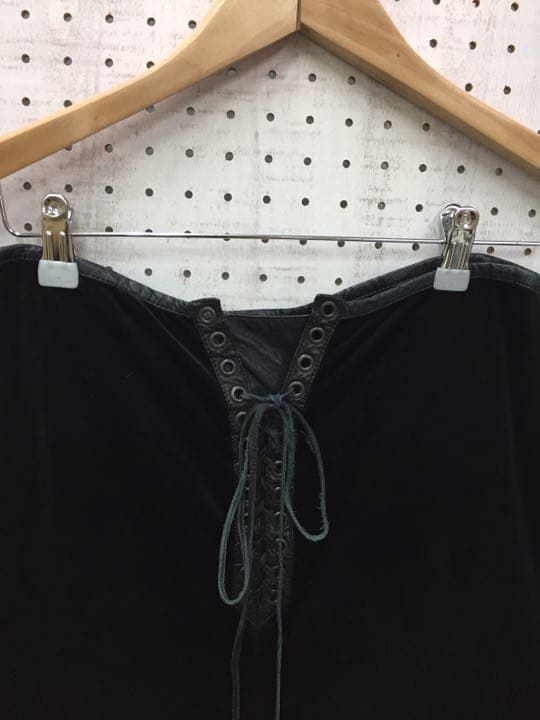 Y2K 古着 if six was nine 鹿革×ベロア編み上げサルエルパンツ