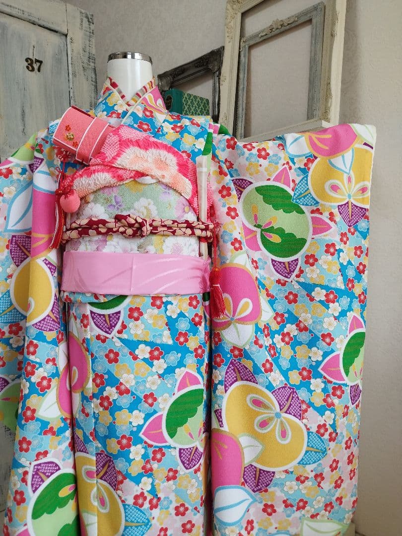 ブランドぷちぷり着物に友禅調の作り帯セット