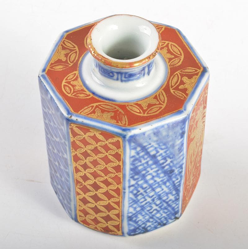 伊万里焼　古伊万里　色絵金彩　祥瑞鳳凰文　六角振出　時代箱付　V　R6735