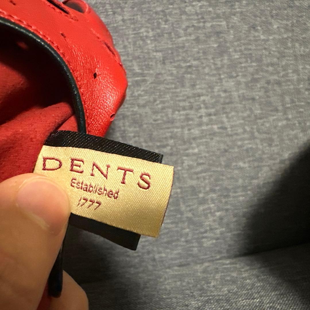 デンツ] 羊革(HAIR SHEEP) ドライビンググローブ 赤 S