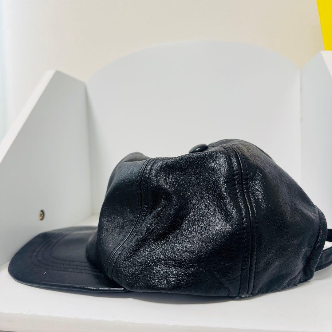 GAP レザーキャップ ブラック ビンテージ 90s 80s