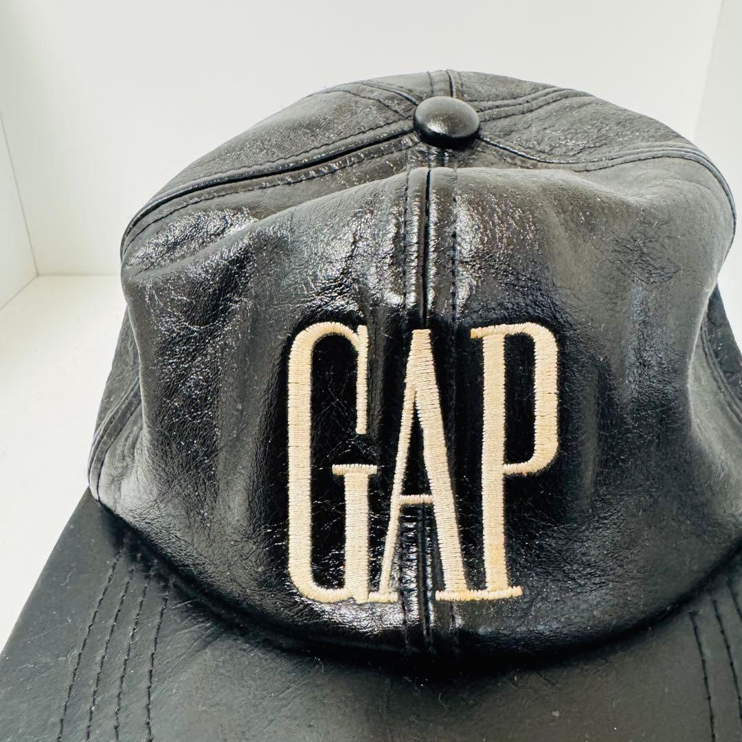 GAP レザーキャップ ブラック ビンテージ 90s 80s