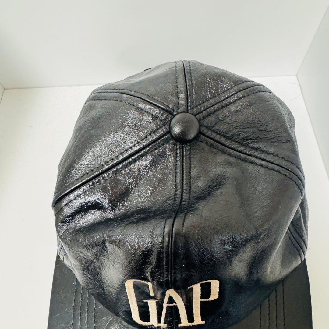 GAP レザーキャップ ブラック ビンテージ 90s 80s