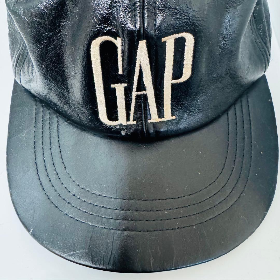 GAP レザーキャップ ブラック ビンテージ 90s 80s
