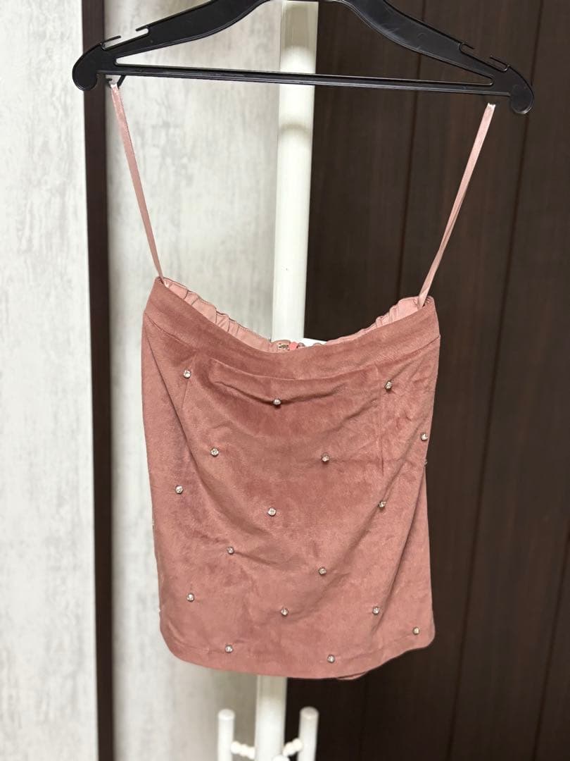 Jewels パール装飾スエードキャミソールドレス