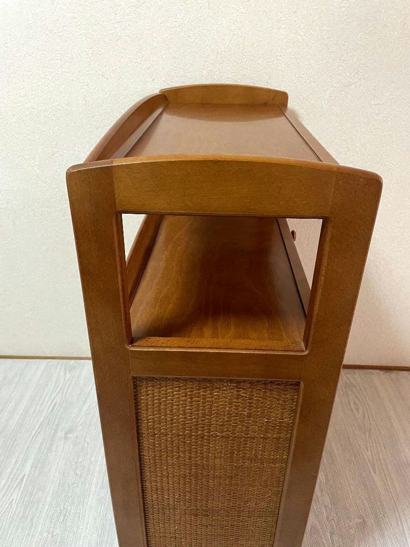 オールドカリモク　ラタン　電話台　FAX台　キャビネット