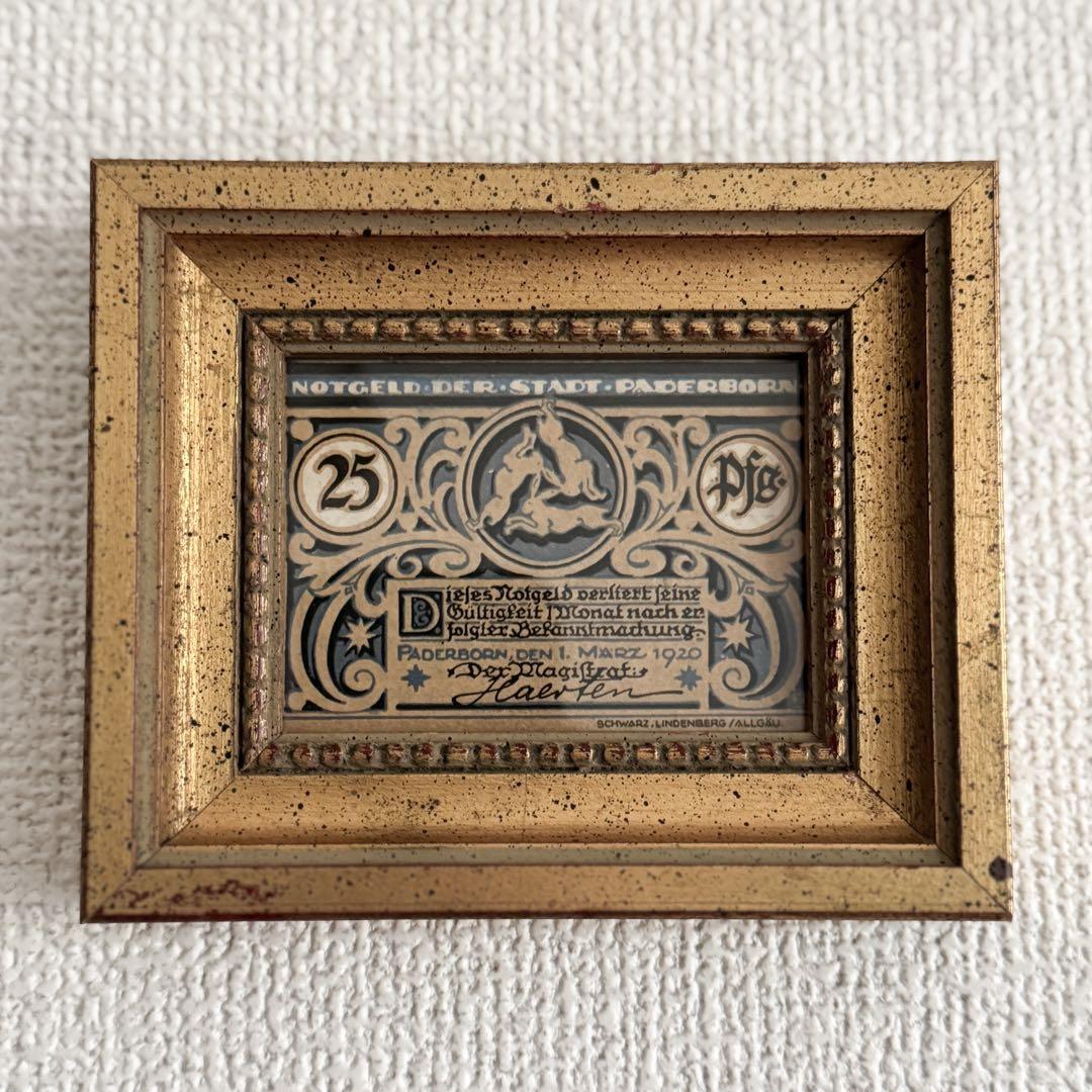 本物保証 アンティーク額装＋希少ノートゲルト2点セット ~北ドイツの歴史と芸術~