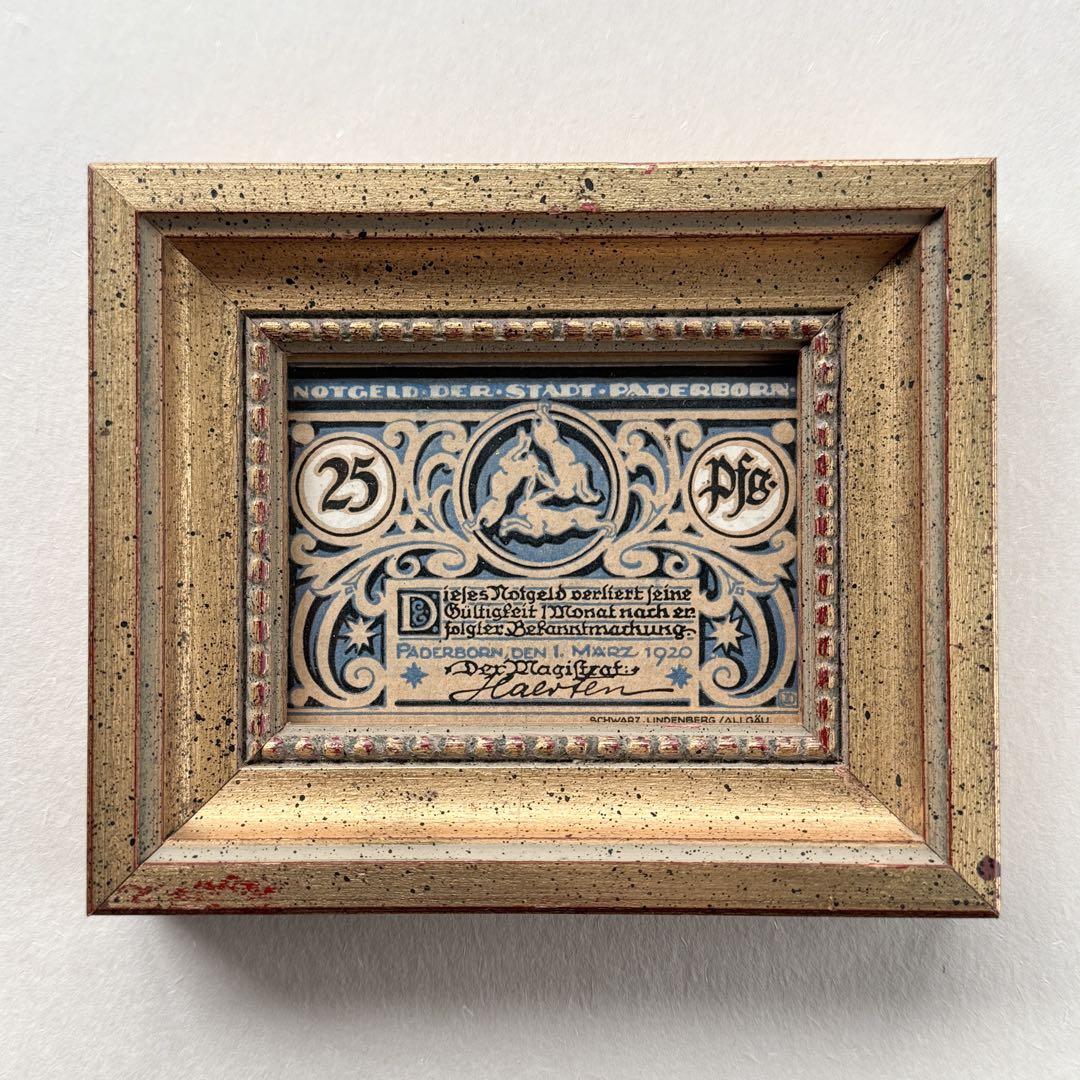 本物保証 アンティーク額装＋希少ノートゲルト2点セット ~北ドイツの歴史と芸術~