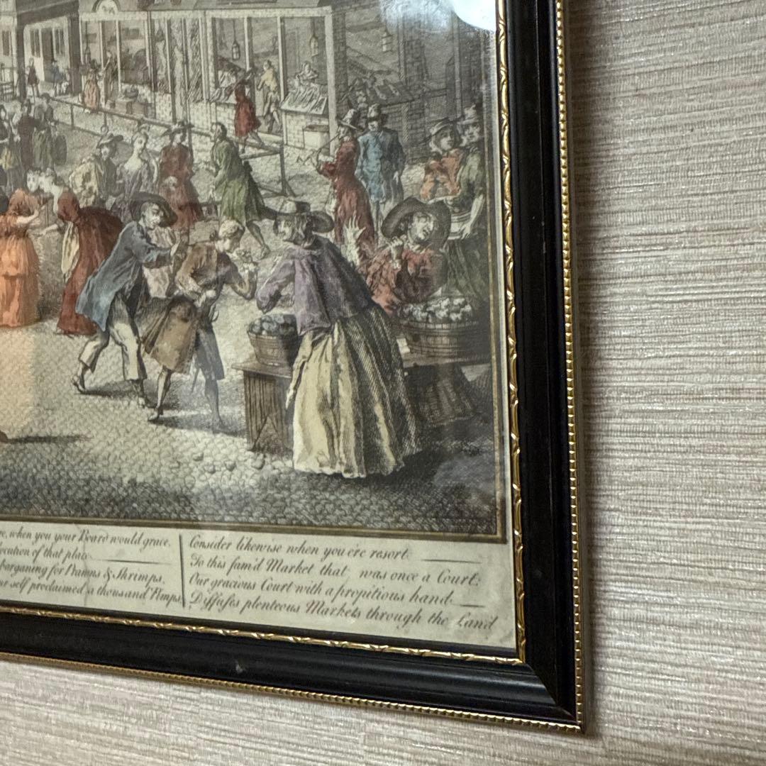 イギリス 歴史的風景 銅版画 カラー 約37cm x 28.8cm