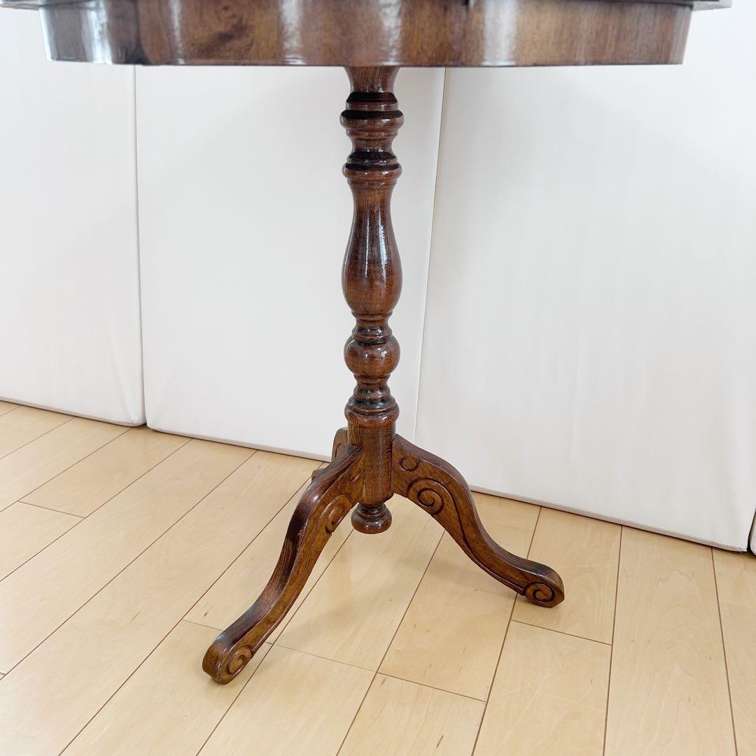 コーヒーテーブル 花象嵌 艶あり アンティーク家具 イタリア ロココ調　バラ意匠