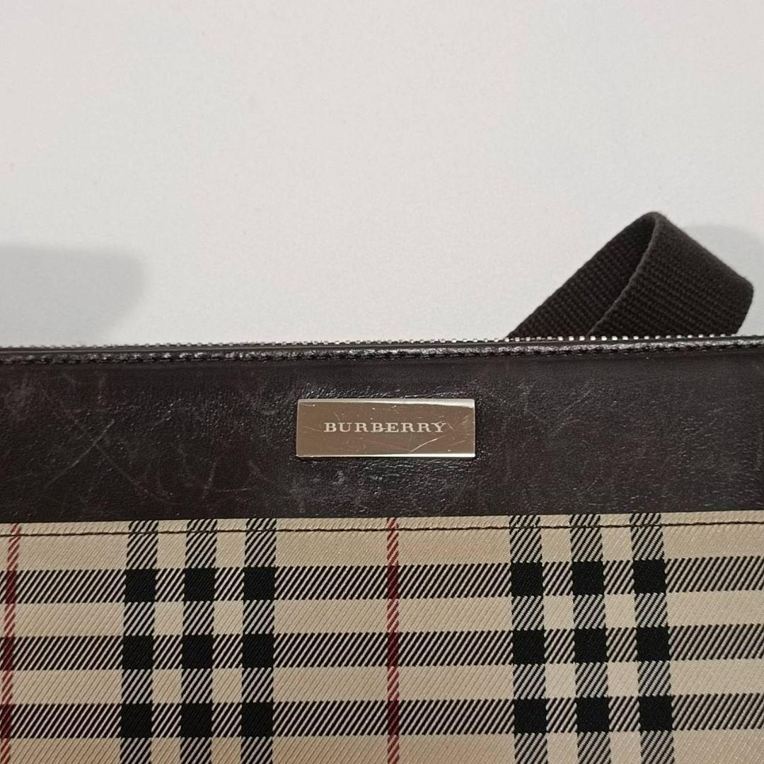 【美品】BURBERRY 人気 ノバチェック ショルダーバッグ キャンバスレザー