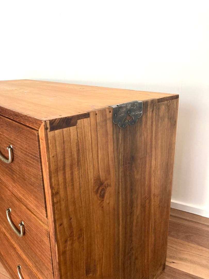【メンテ済】アンティークの収納棚　ローボード　テレビ台　総桐　引出し3杯