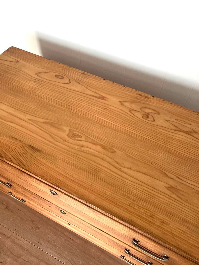 【メンテ済】アンティークの収納棚　ローボード　テレビ台　総桐　引出し3杯