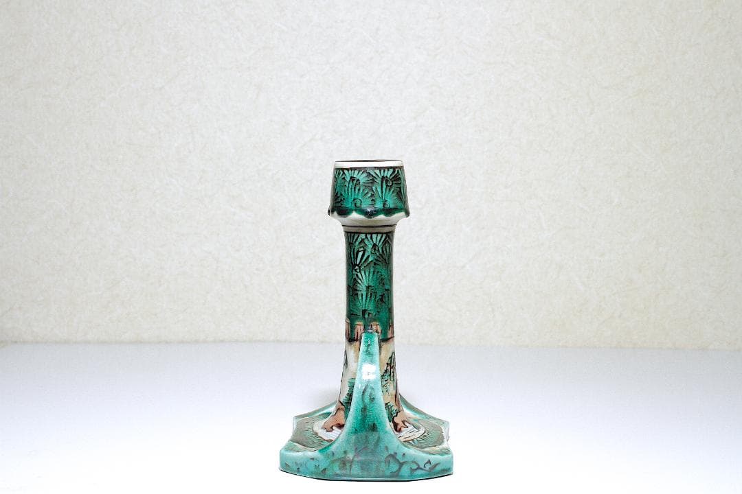 古九谷 青手 山水図 燭台