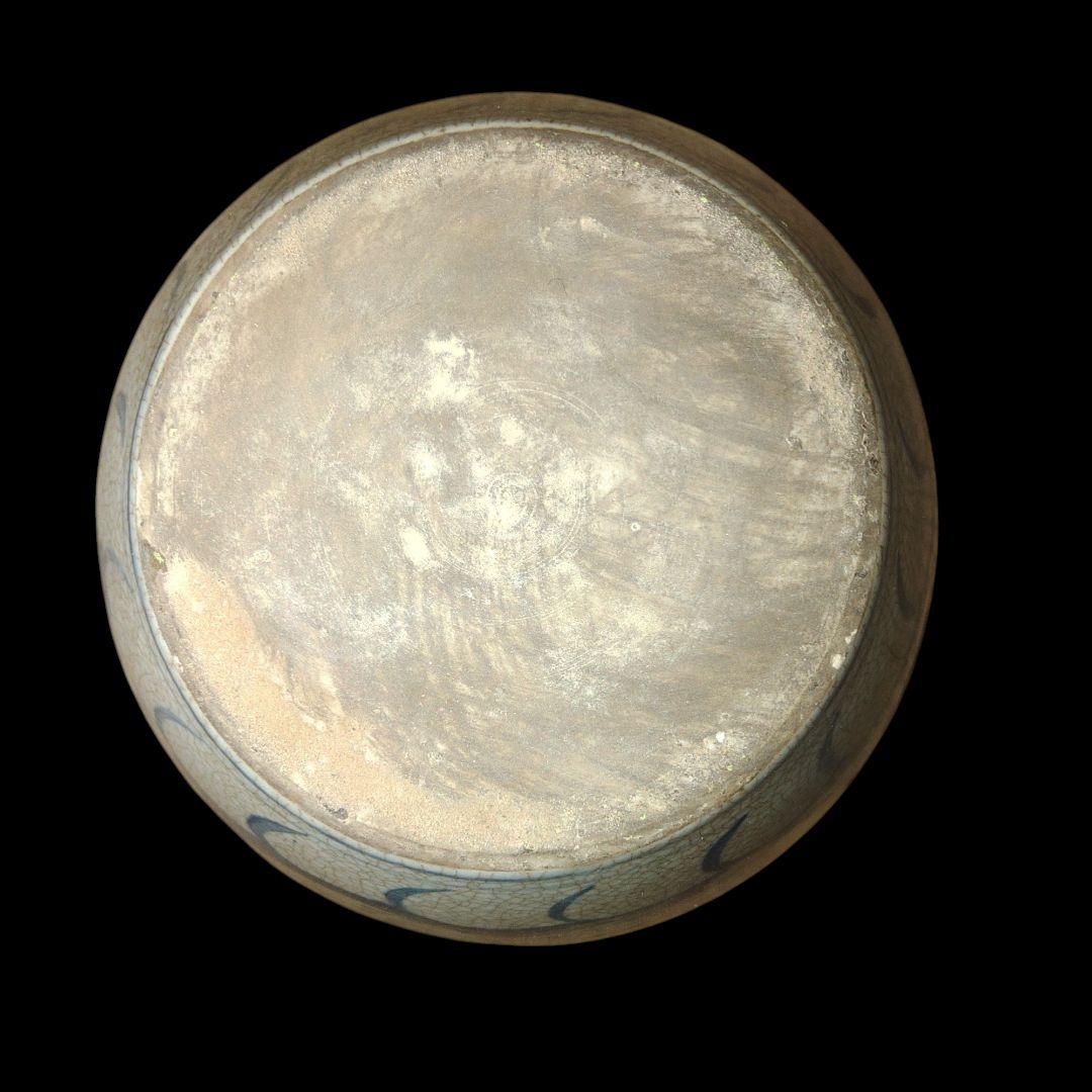 元代　人物画染付壺　花瓶　中国古玩