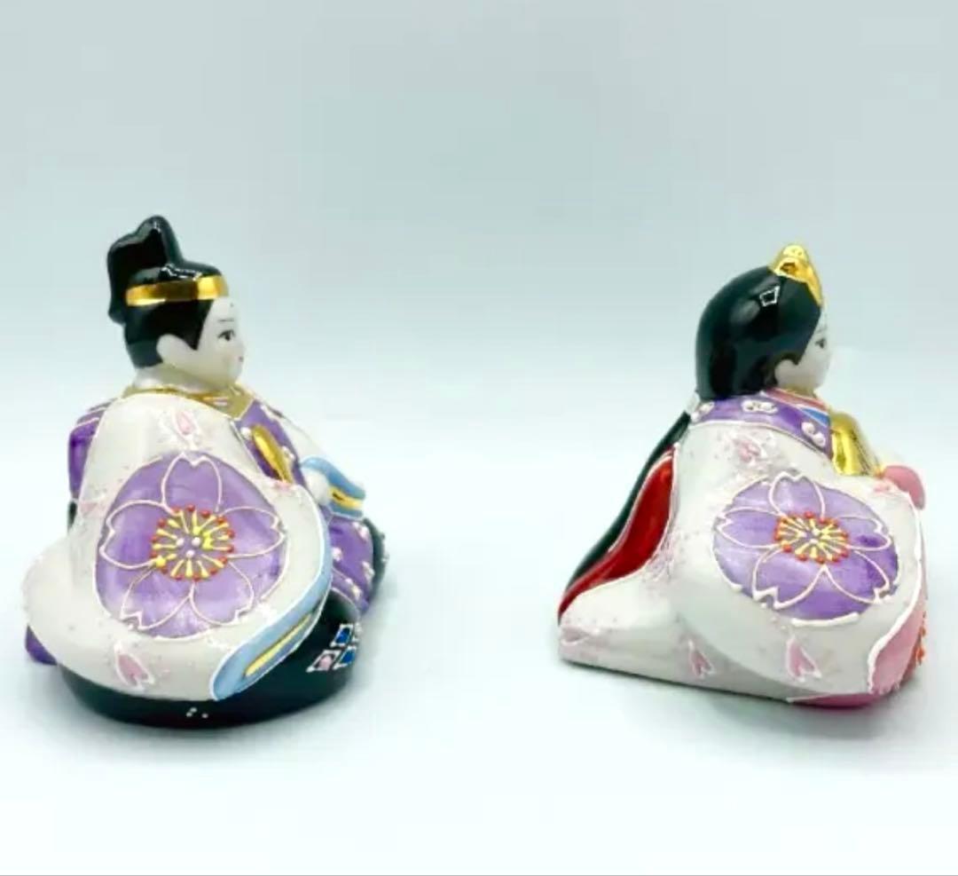 新品☆九谷焼 雛人形 お雛様 友山窯 親王飾り 陶器 屏風付き 台座付き