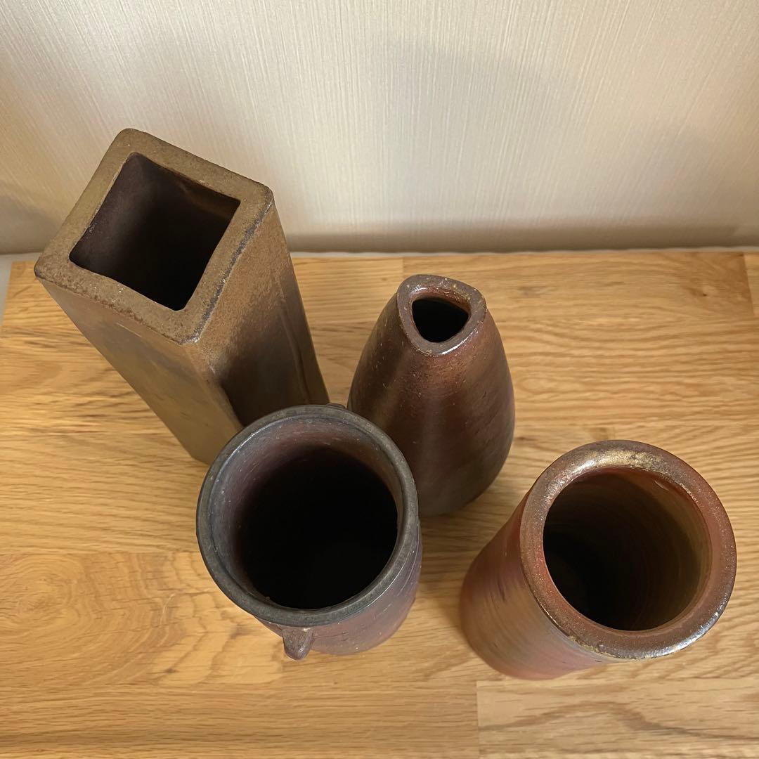 備前焼　花瓶　4点