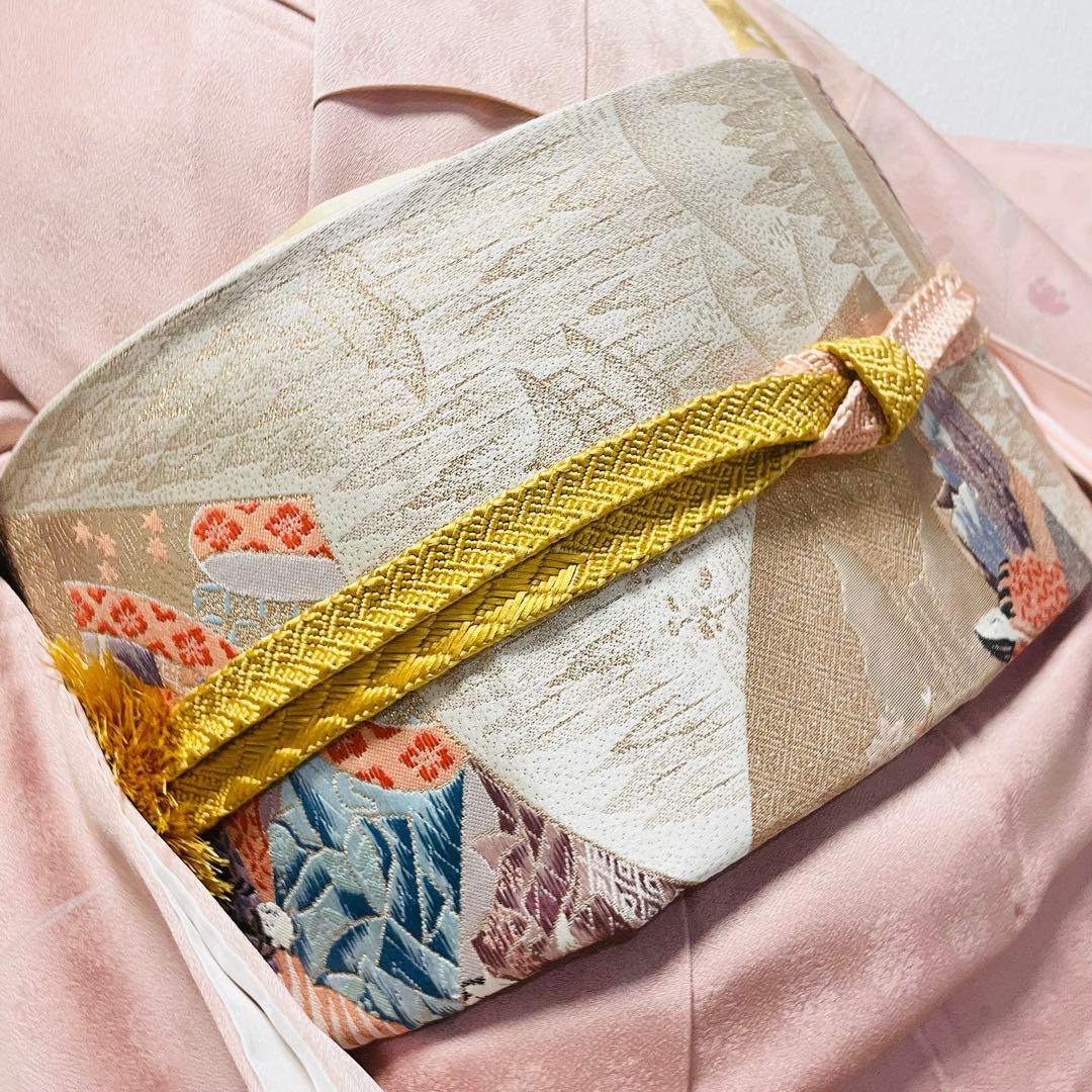 ピンク 友禅 4点 フルセット 訪問着 入学式 卒業式 入園式 春 秋 冬