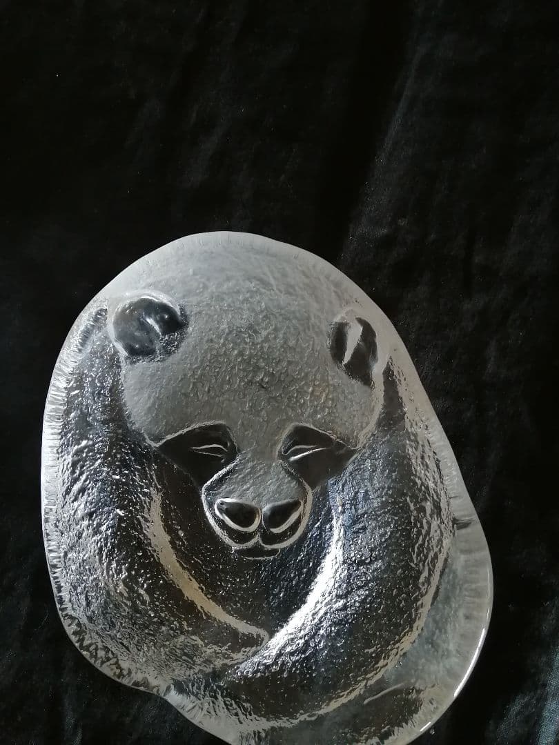 パンダ　ガラス細工トレイ　ガラス工芸品　レア品