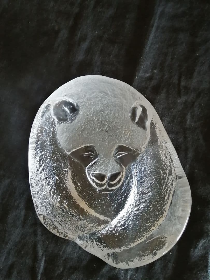 パンダ　ガラス細工トレイ　ガラス工芸品　レア品