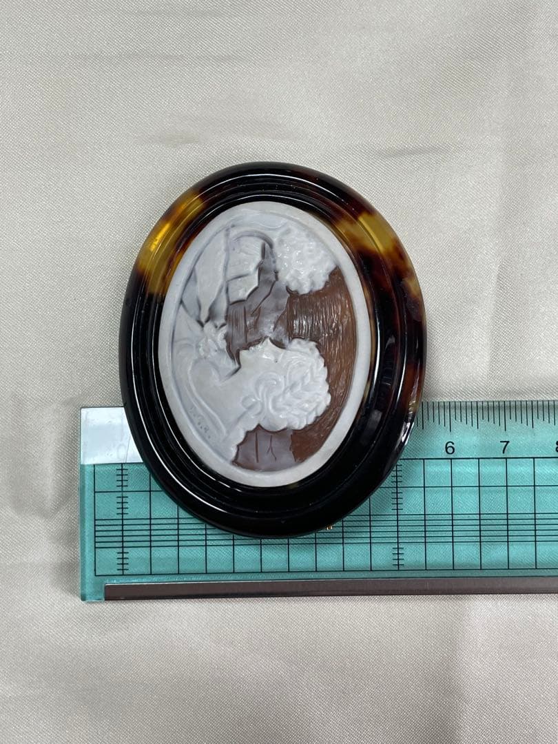 カメオ 鼈甲 ヴィンテージ ストーンカメオ ブローチ