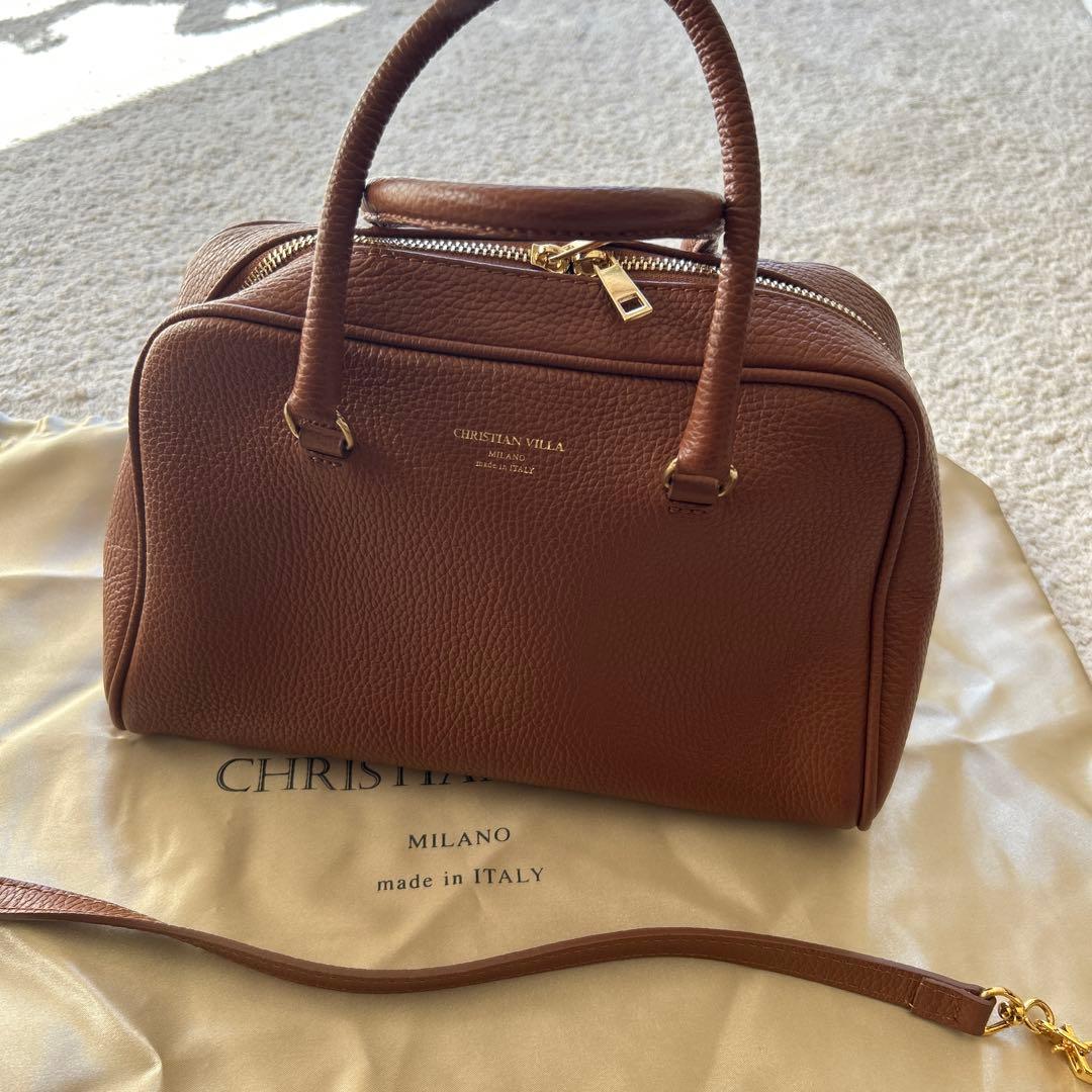 タグ無し新品未使用CHRISTIAN VILLA ブラウンレザーショルダーバッグ