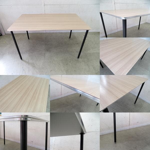 美品■インテリアズ■アルミ×木目/エルム■TEE■ダイニングテーブル■デスク■