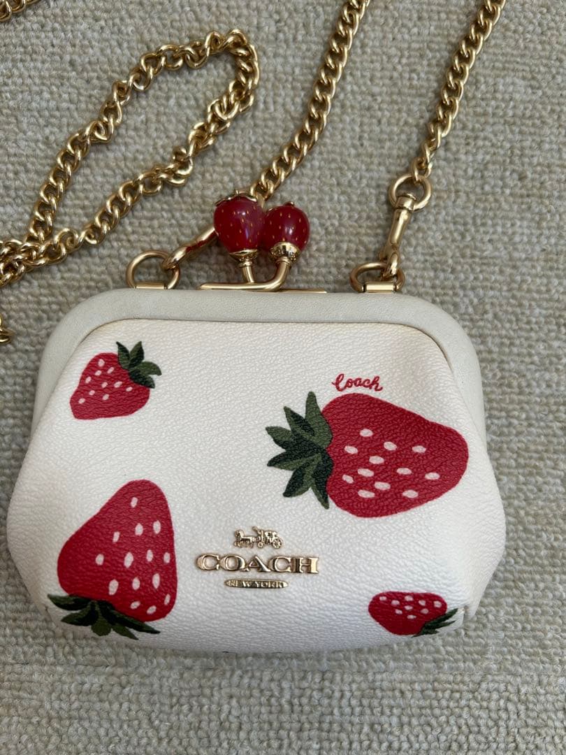 COACHコーチ 財布 がま口 ノラキスロックケース いちご