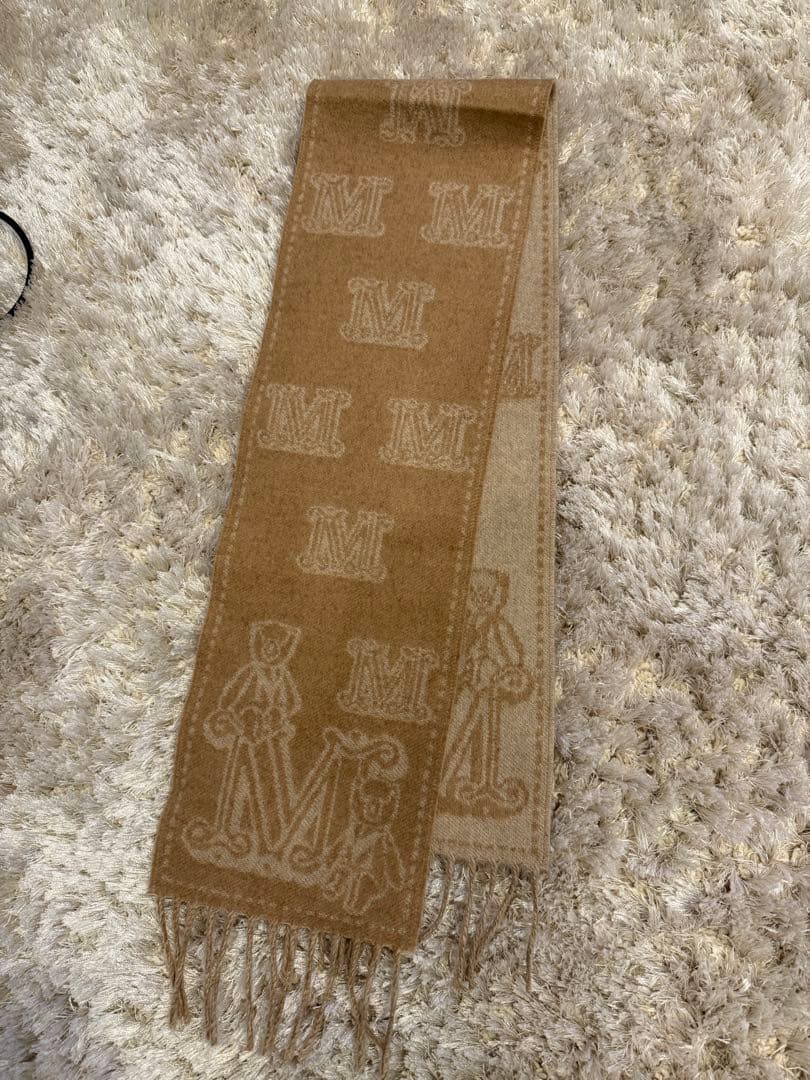 マックスマーラ リバーシブル カシミヤマフラー ベージュ ベア くま