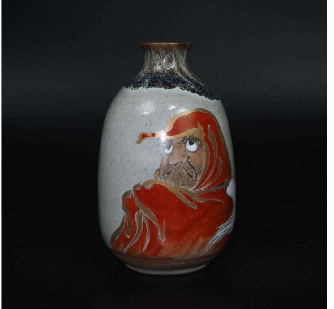 送料無料　九谷焼　九谷納？造　達魔文酒器　時代物　希少