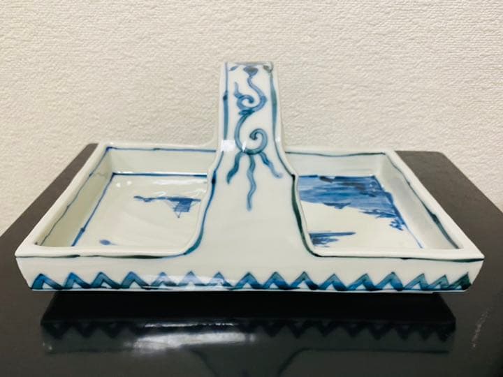 福珠窯　福田雅夫「白磁手付山水染付鉢」   茶道具