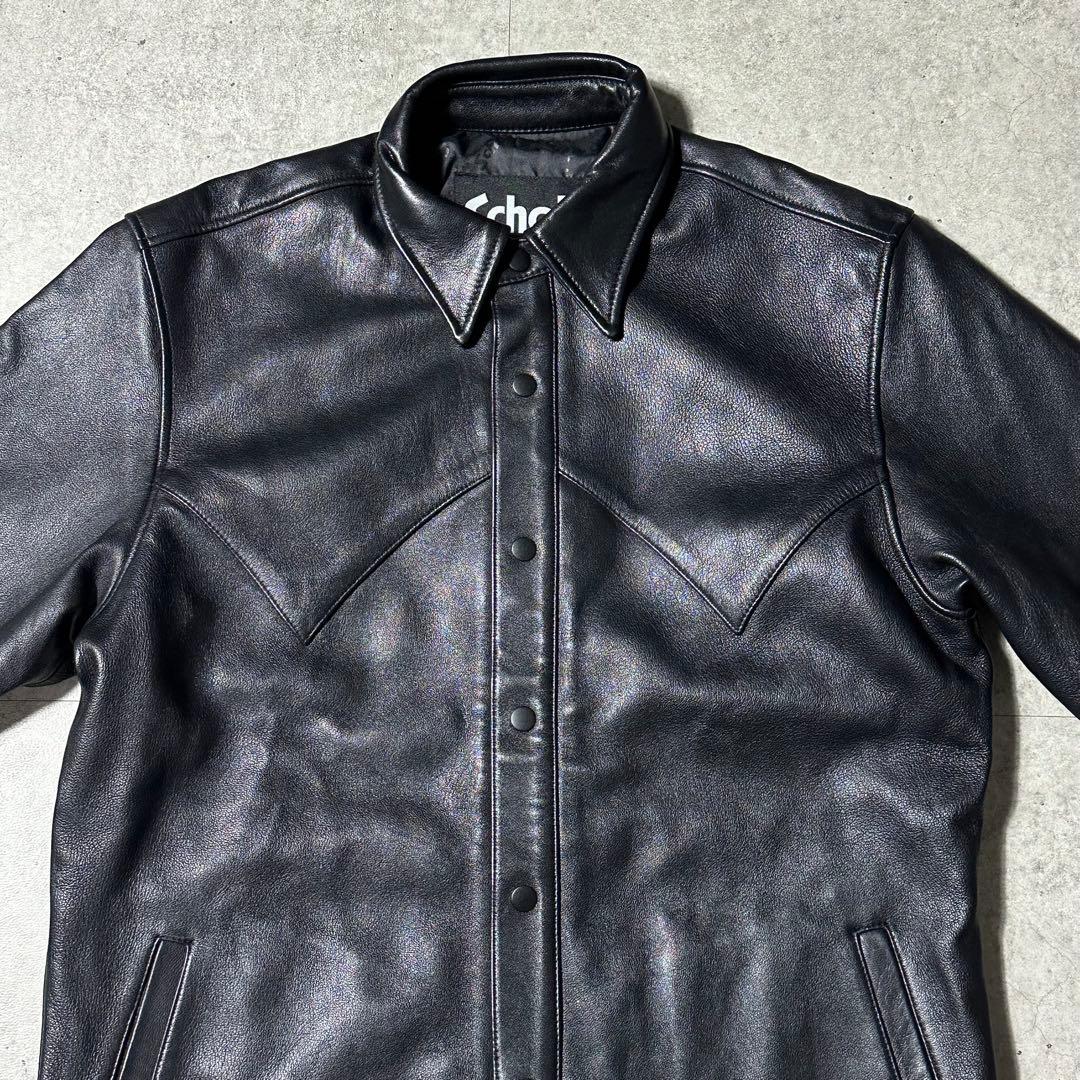 ほぼ未使用 Schott レザー コーチジャケット ウエスタン ブラック M