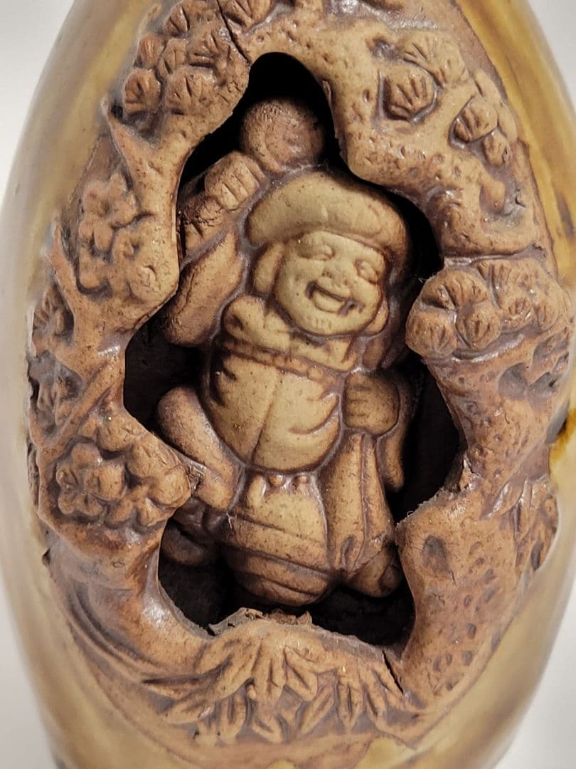 萬古焼　徳利　人見洞永　酒器　大黒様　縁起物　骨董品　アンティーク