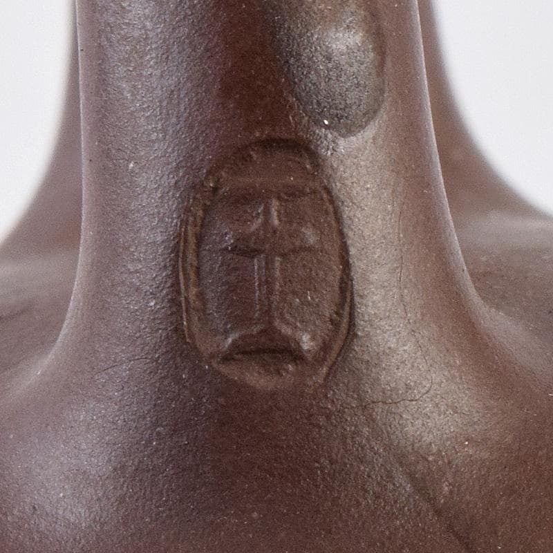 中国　寅春銘　紫砂　朱泥　漢詩刻　急須　茶壷　M　R8982