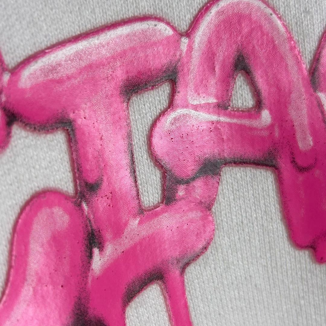 6055【人気デザイン】バレンシアガ‪☆ペンキロゴ入りパーカー 22SS ピンク