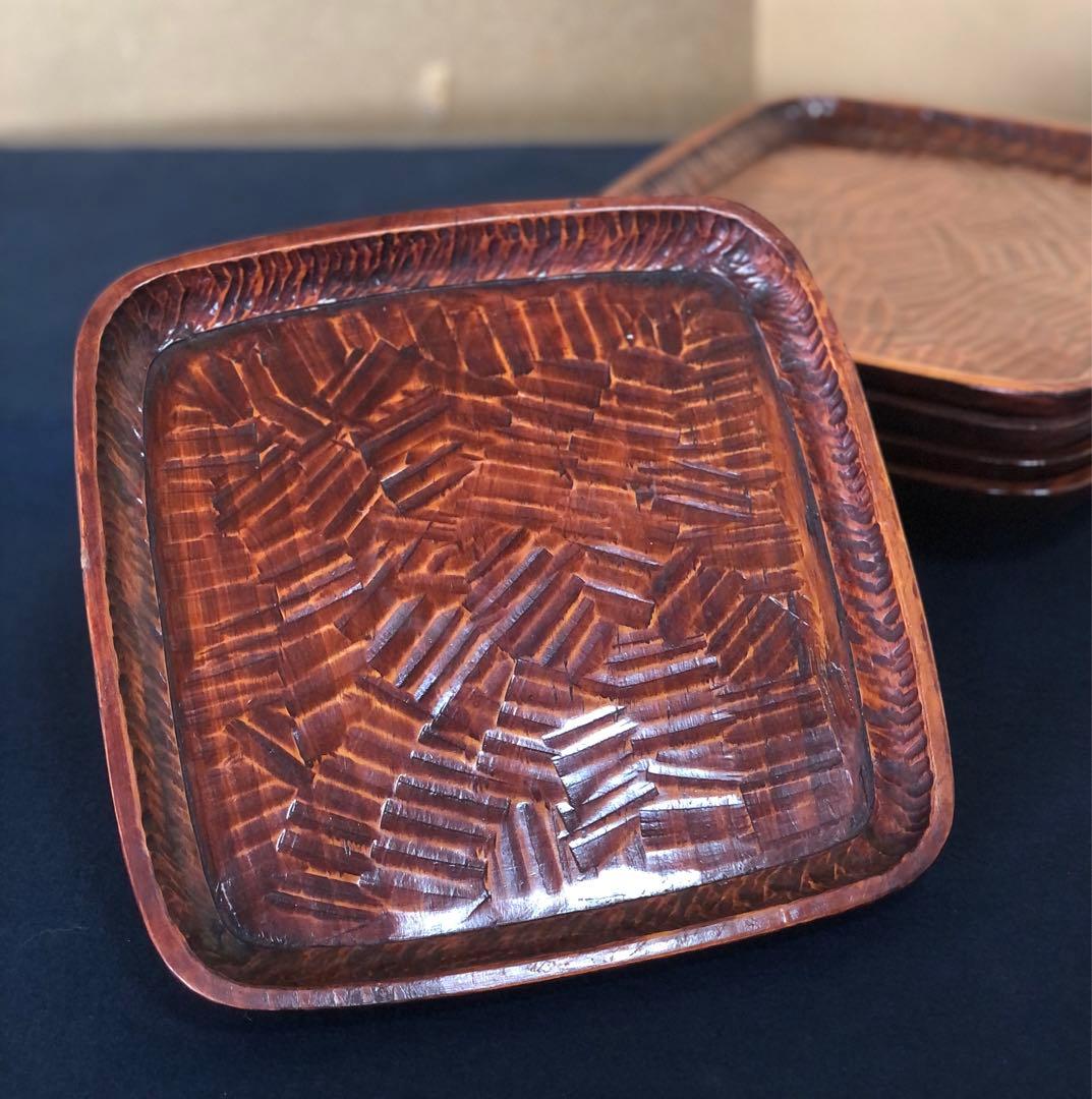 《R》伝統工芸 讃岐彫 吸物膳5客 小膳 刳抜　260121き6