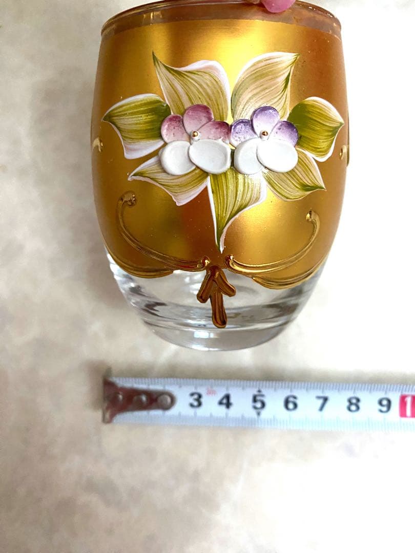 金色花柄ガラスデキャンタ＆グラスセット　ベネチアングラス