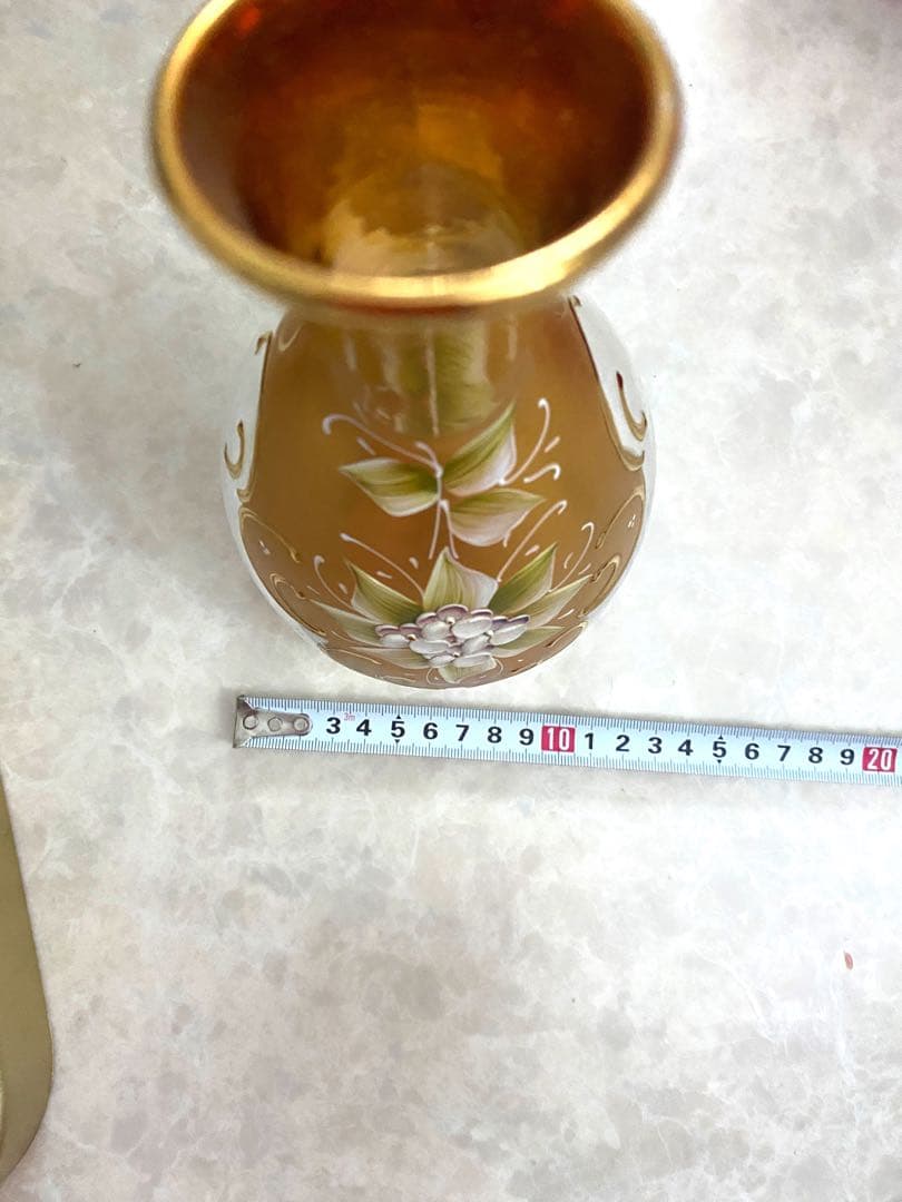 金色花柄ガラスデキャンタ＆グラスセット　ベネチアングラス