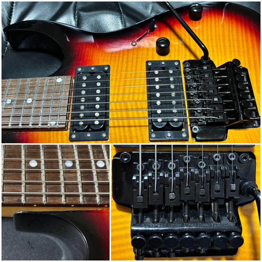 7弦 ロック式 アーム ギター トラ 木目 ラウド メタル ダウンチューニング