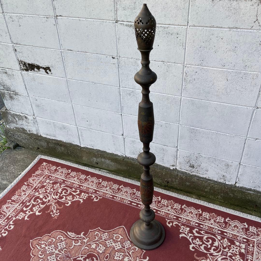 古雑貨アンティーク品◾️真鍮製 エスニックデザイン スタンドライト ベース