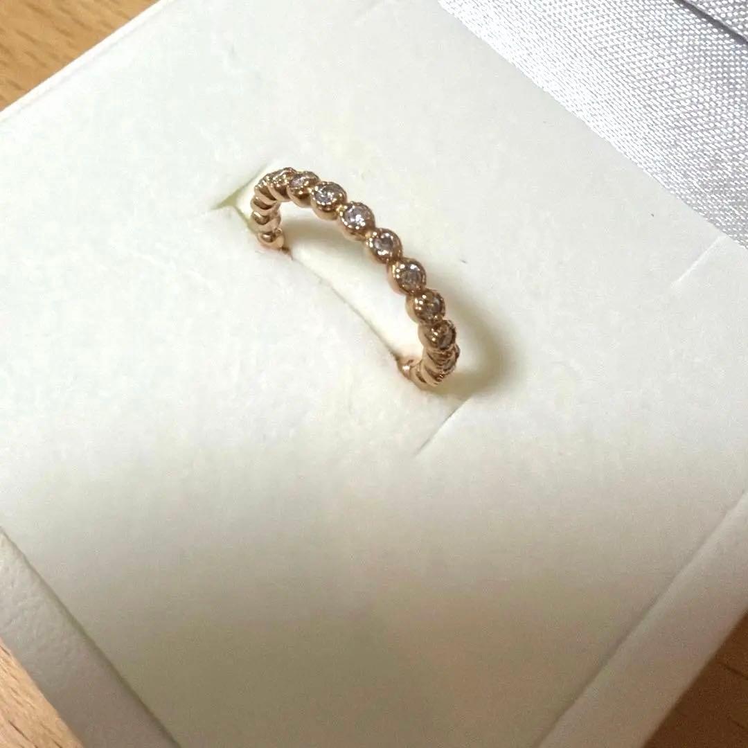 K18 PG１号0.10ct☆ダイヤモンド ハーフエタニティ ピンキーリング