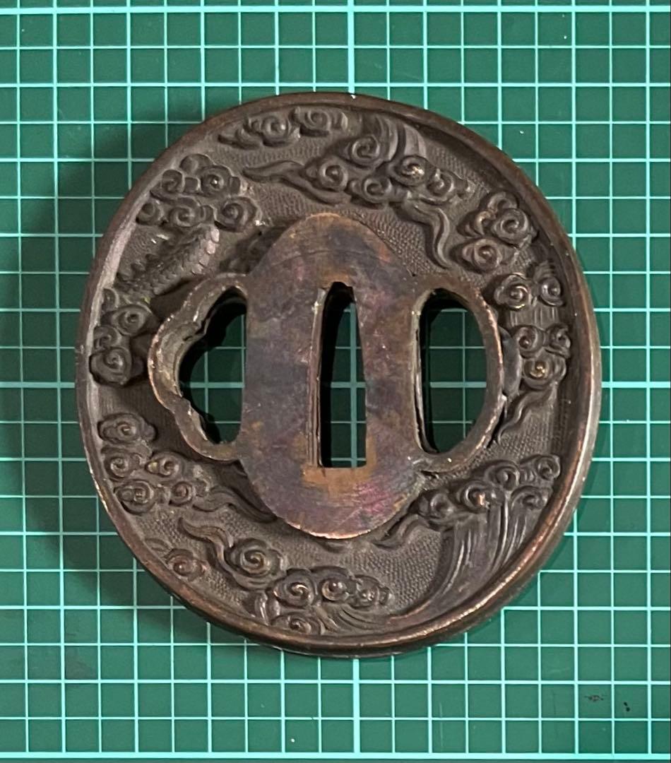 雲と龍の彫刻 鍔セット