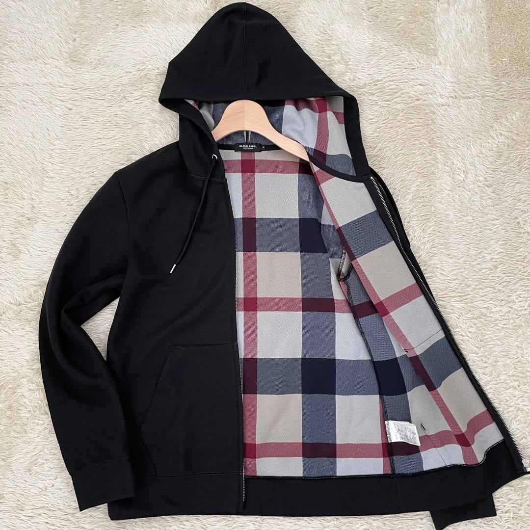 ブラックレーベルクレストブリッジ パーカー フルジップ チェック 黒 Mサイズ