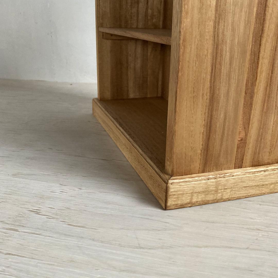 古い木製 オープンラック 3段 木製棚 陳列棚 卓上サイズ