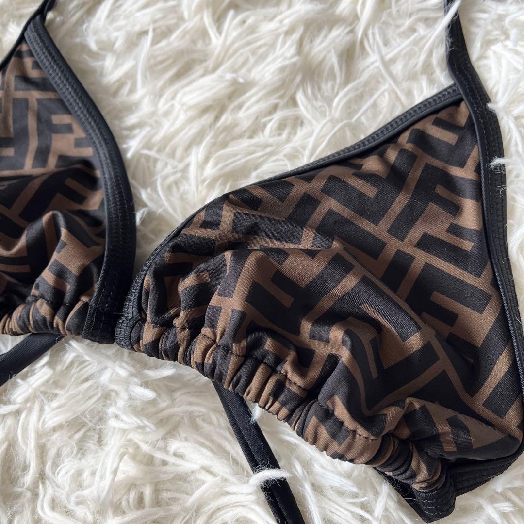 フェンディ　水着　ビキニ　ズッカ柄　ブラウン　黒　42サイズ　専用ポーチ付き