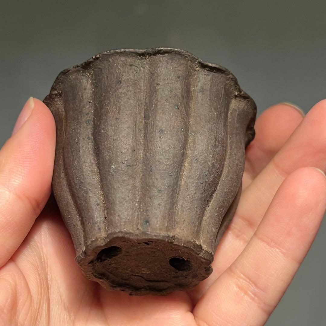 707.夢陶 紫泥輪花鉢 盆栽鉢 植木鉢 6.3*4.9cm