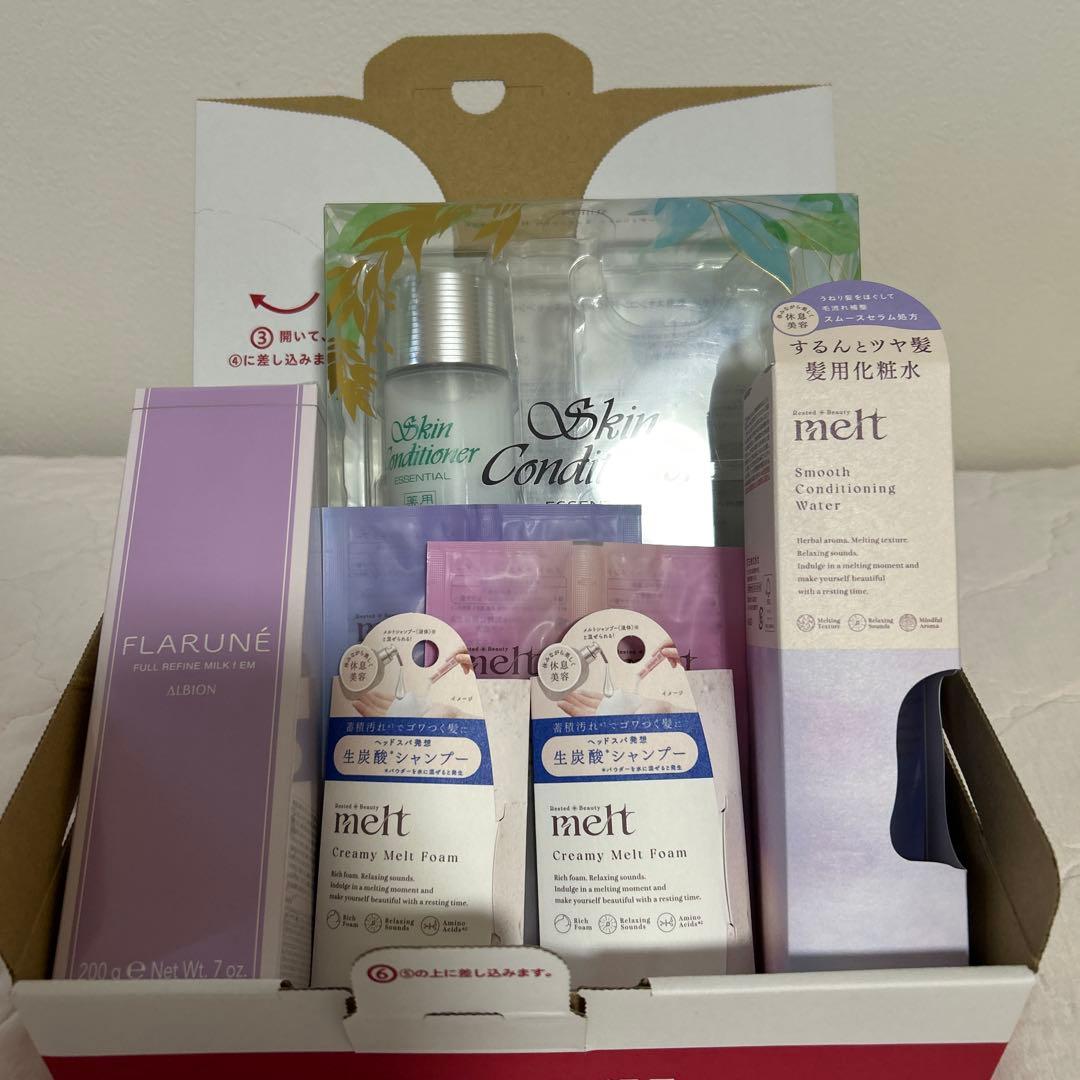 新品：アルビオン/フラルネ•乳液とスキコン＆melt /髪の化粧水＆サンプル各種