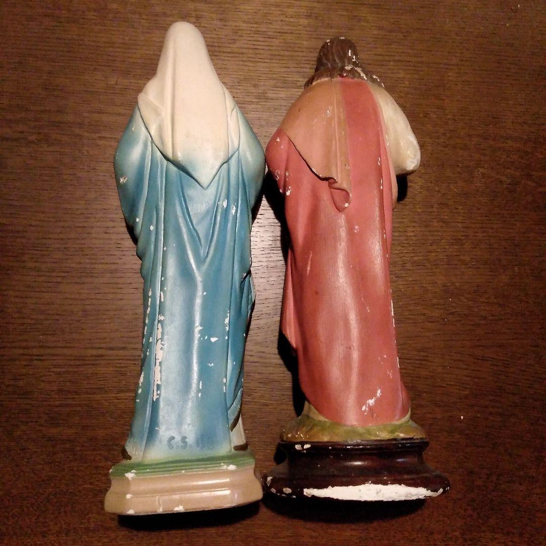 〔アンティーク〕リスト像＆マリア像 2体セット