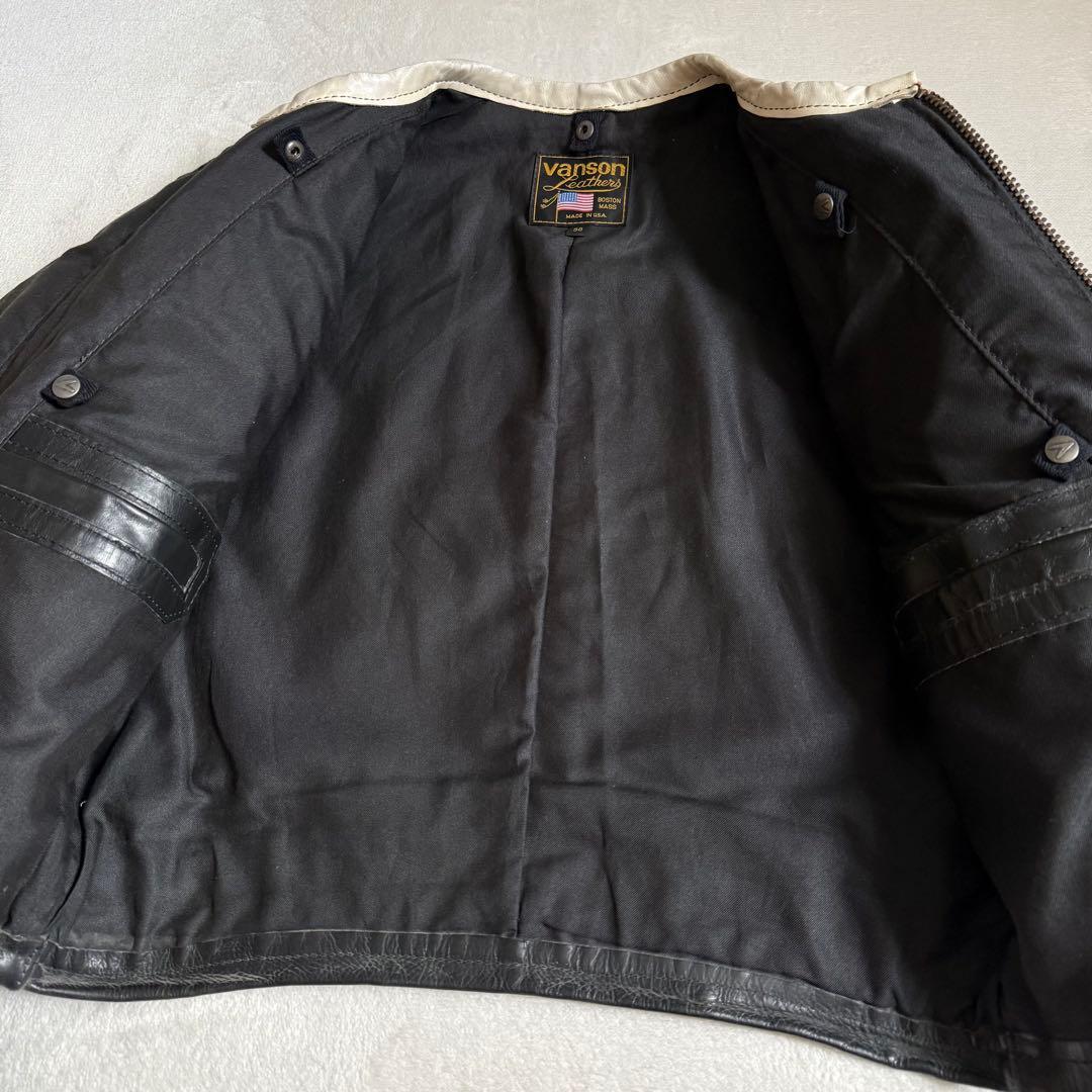 VANSONレザージャケット スター 本革 ブラック 38